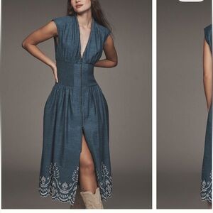 The Tommie Denim Eyelet Trim Dress